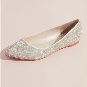 David’s Bridal “crystal and iridescent stone ballet flats.”